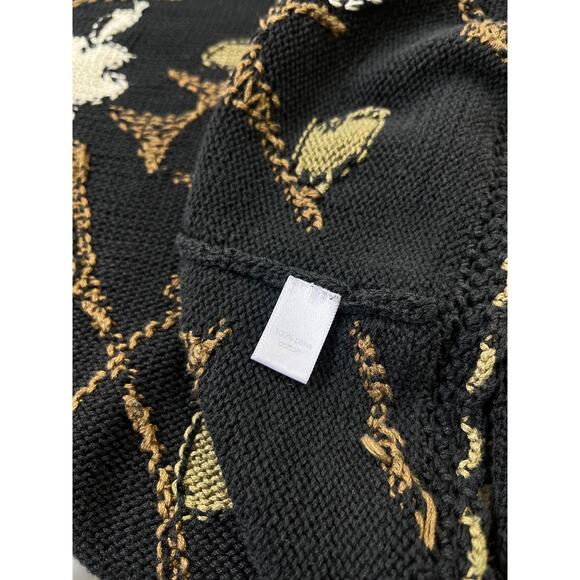 Peruvian Connection Daisy Floral Knit Art-to-Wear Cardigan Sweater Size Medium - Picture 9 of 10